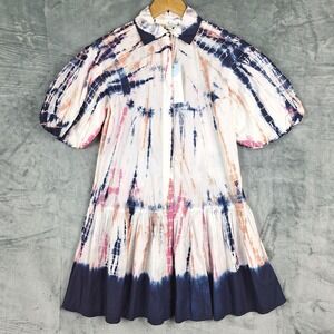 Wknd Shirt Dress Small Frock It Mini Tie Dye Drop Waist Boho Casual Artsy‎ NWT
